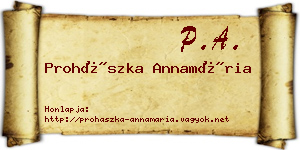 Prohászka Annamária névjegykártya