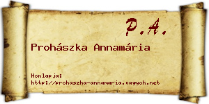 Prohászka Annamária névjegykártya