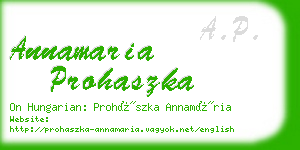 annamaria prohaszka business card